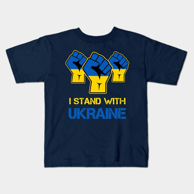 I Stand with Ukraine Protest Fist Kids T-Shirt by Scar